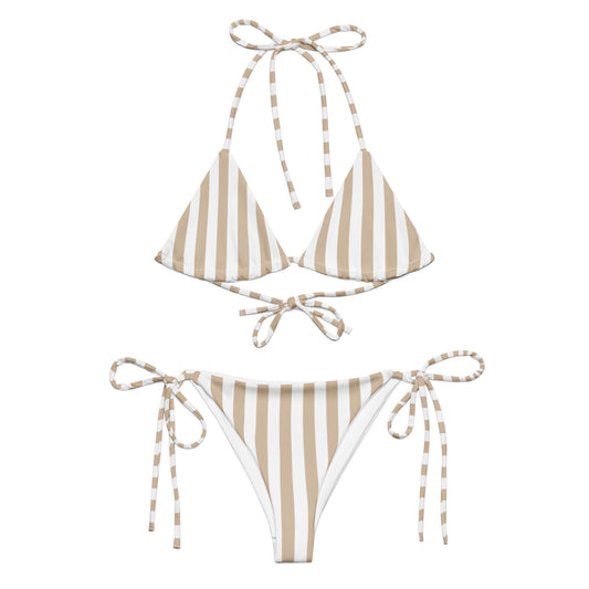 Striped recycled string bikini