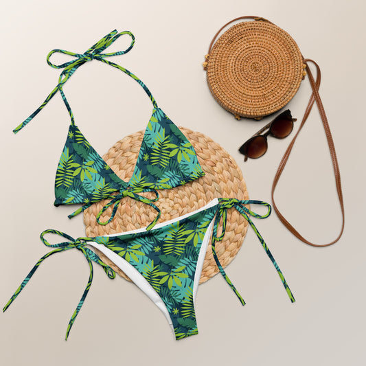 Camo Leaves recycled string bikini
